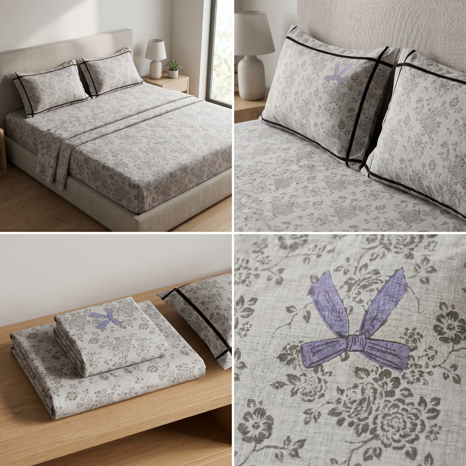 Victorian Print Premium Slub Cotton King Size Bedsheet