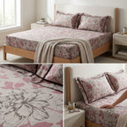 Victorian Print Premium Slub Cotton King Size Bedsheet