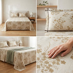 Victorian Print Premium Slub Cotton King Size Bedsheet