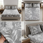 Victorian Print Premium Slub Cotton King Size Bedsheet