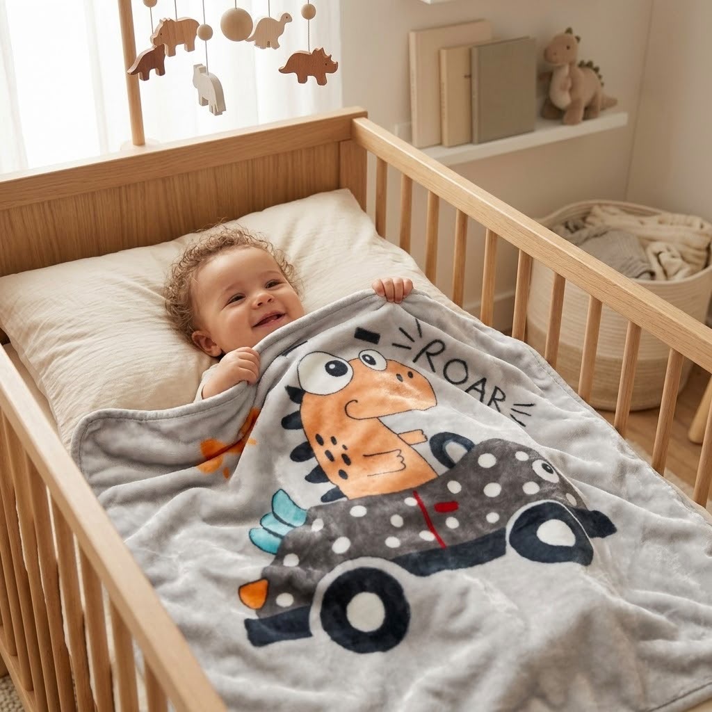 Plush Baby Blanket – 110 × 140 cm | Cute Cartoon Designs