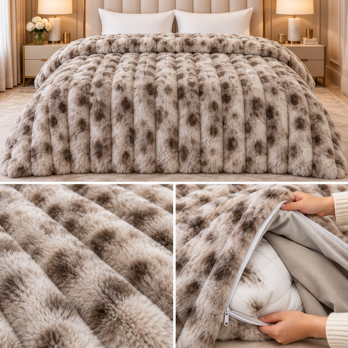 Rabbit Fur Duvet Cover Cum Blanket – 1000 GSM | Double Bed