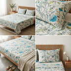 Premium Pure Cotton Bedsheet 90 × 108 Inches (7*9 Feet) Quilted Pillow Covers