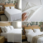 Pure White Stripe Cotton Bedsheet with 2 Pillow Covers - 108 / 108 Inch