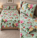 British Rose Bedsheet with Quilted Pillow Covers – Super King Size Product Code :- 55B108RKEH