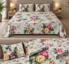 British Rose Bedsheet with Quilted Pillow Covers – Super King Size Product Code :- 55B108RKEH