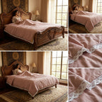 Premium Plain Mulmul Dohar with Lace Border - Double Bed
