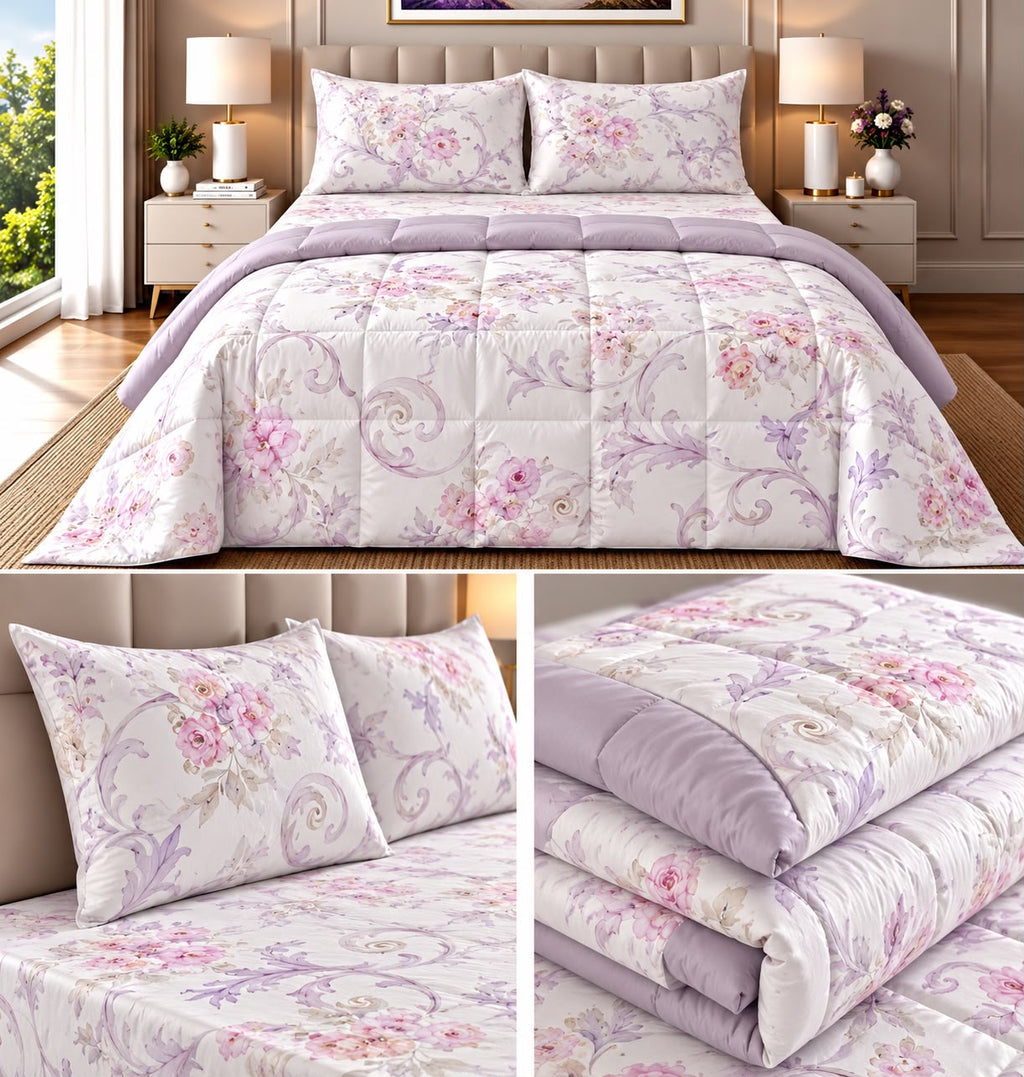 Bliss Floral 4 Pcs King Size Comforter Set – 100% Cotton