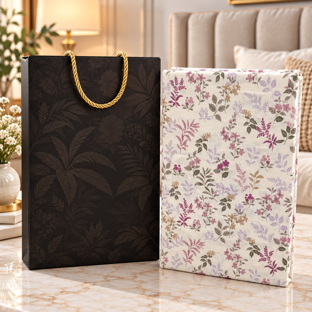 Luxe Premium Printed Bedsheet Gift Set – King Size 3 Pcs