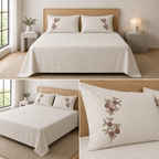 Soft Thick Cotton King Size Bedsheet with Embroidered Pillow Covers