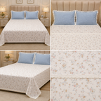 Victorian English Print King Size Bedsheet with Lace Product Code :- 55B99RKEH
