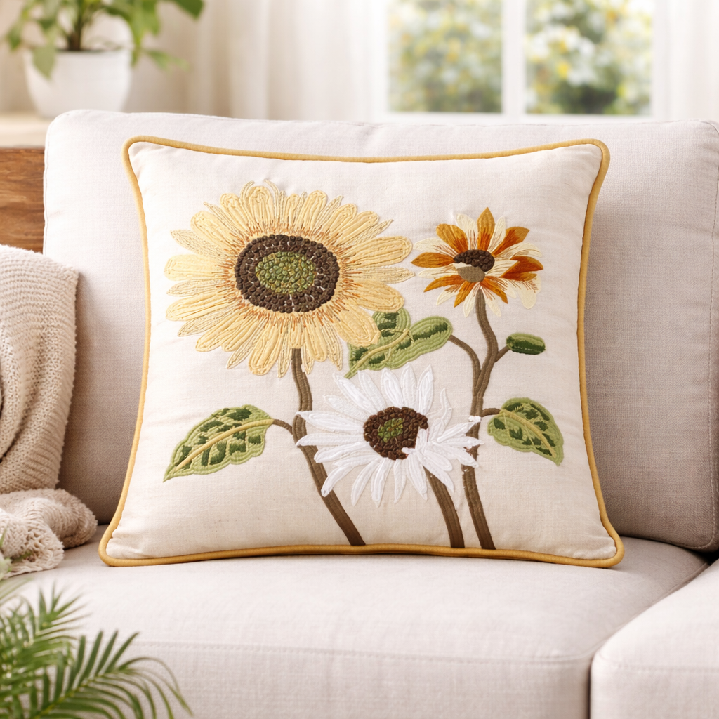 Hand Embroidered Cushion Covers – 20 x 20 Inch (Cotton Base)