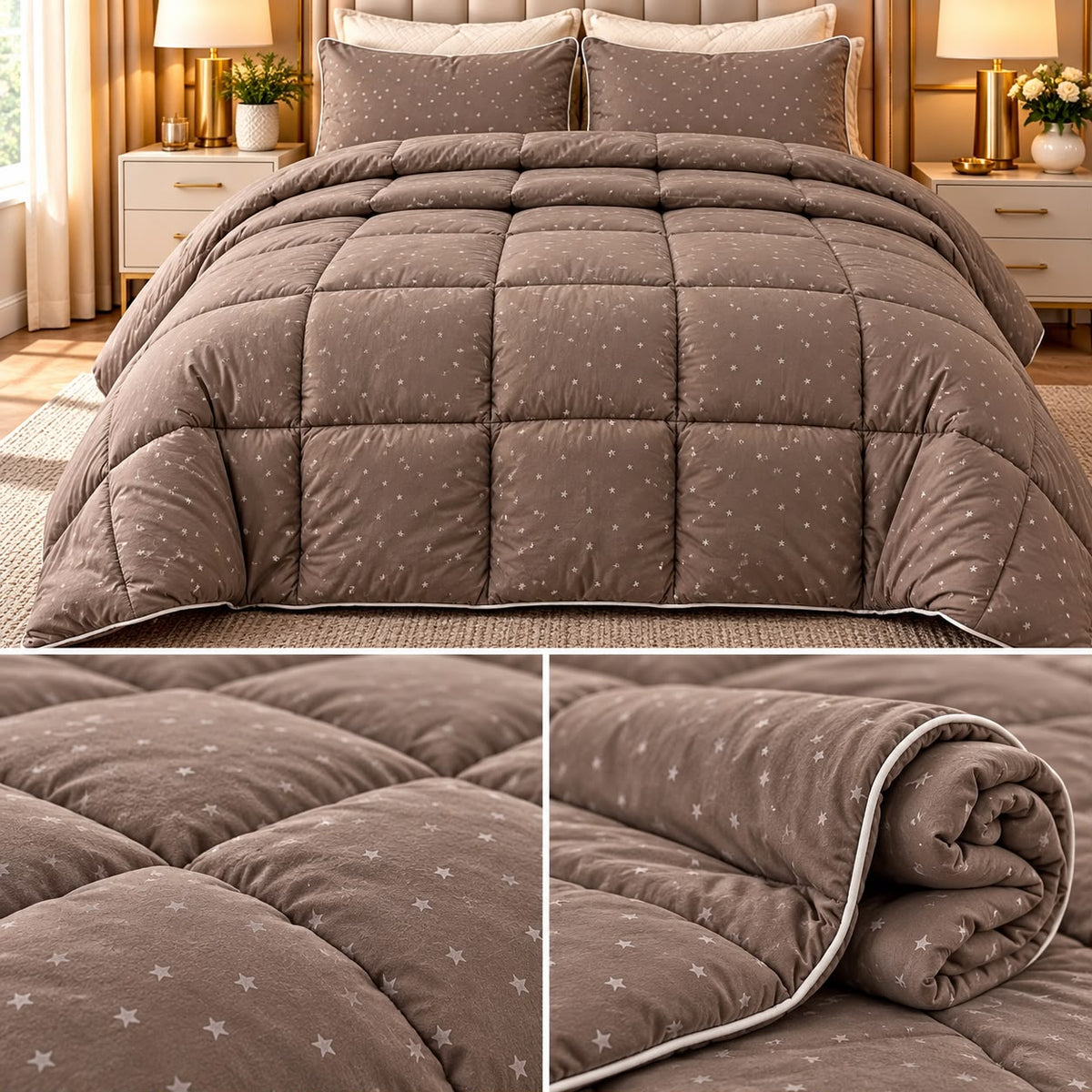 Royal Winter Rajai-Style Heavy Comforter – Brown King Size
