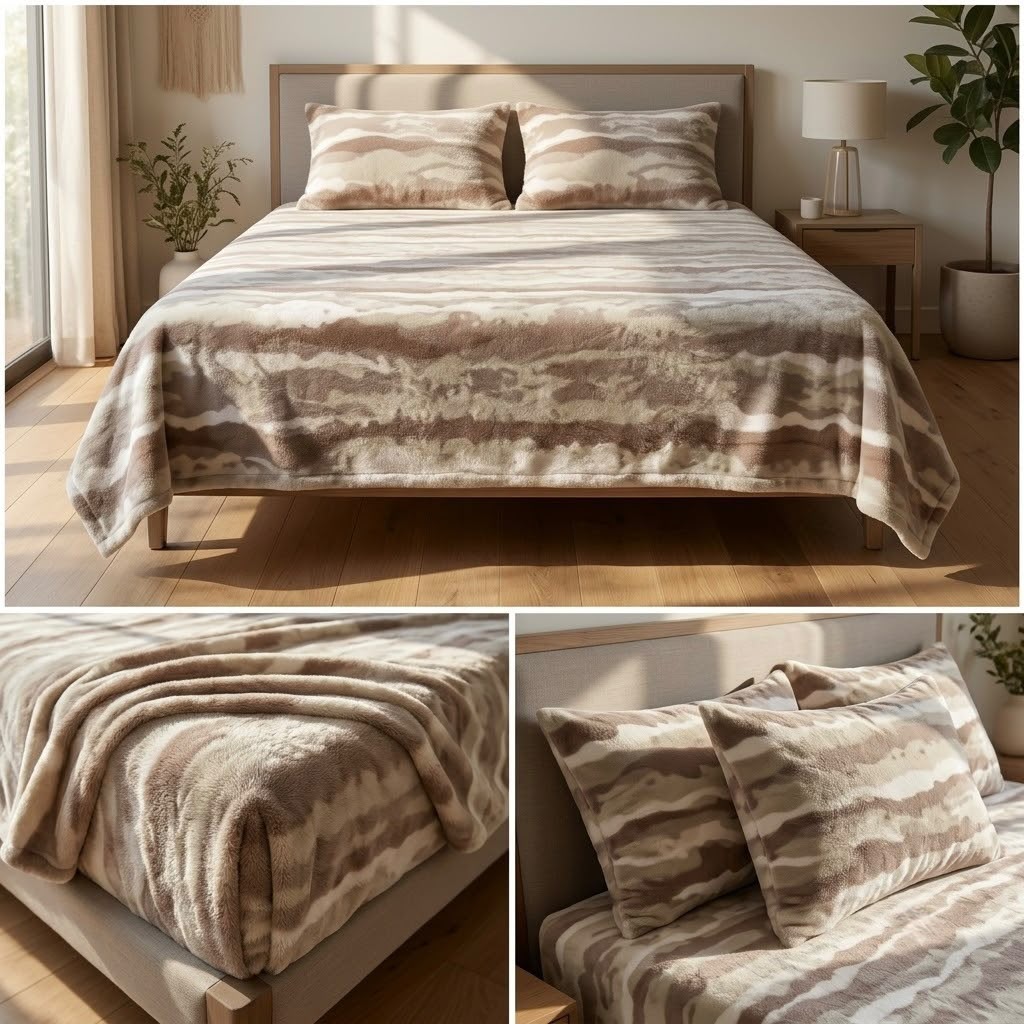 Botanical Floral Winter Bedsheet Set – Ultra Soft & Cozy King Size (3 Pcs)