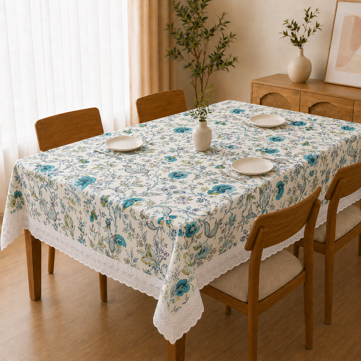 Elegant Floral Dining Table Cover – 6 Seater (60 x 90 Inch) Product Code :- 55B82RKEH