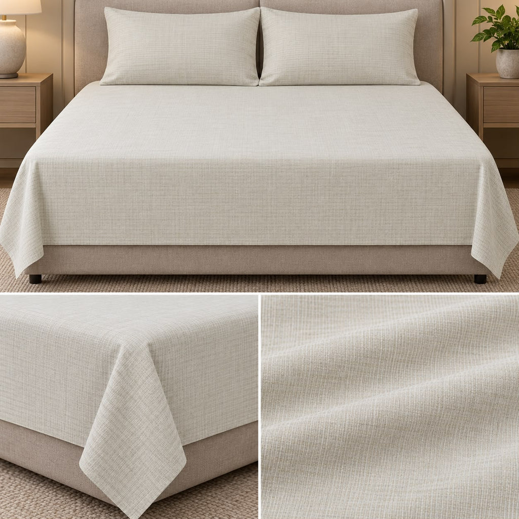 Premium Soft Ribbed Plain Bedsheet Set – King Size 3 Pcs