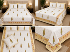 600 TC Percale Cotton Lily Design King Size Bedsheet – 108 × 108