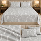 Premium Pure Cotton Elegant Printed Bedsheet Set – 3 Pcs