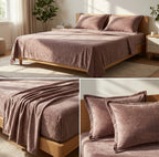 Warm Embossed Rose Floral Fitted Bedsheet Set – King Size (3 Pcs)