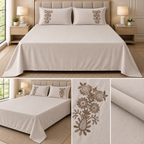 Soft Thick Cotton King Size Bedsheet with Embroidered Pillow Covers