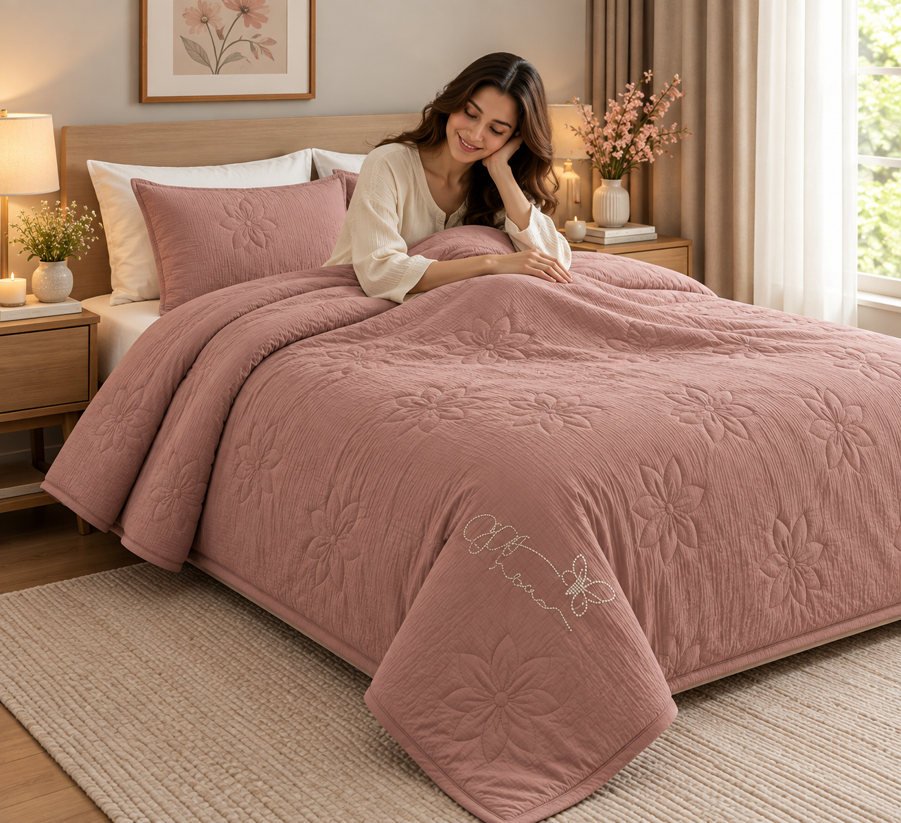 Soft Cotton AC Comforter with Swarovski Butterfly Design- King Size Product Code :- 55B135RKEH