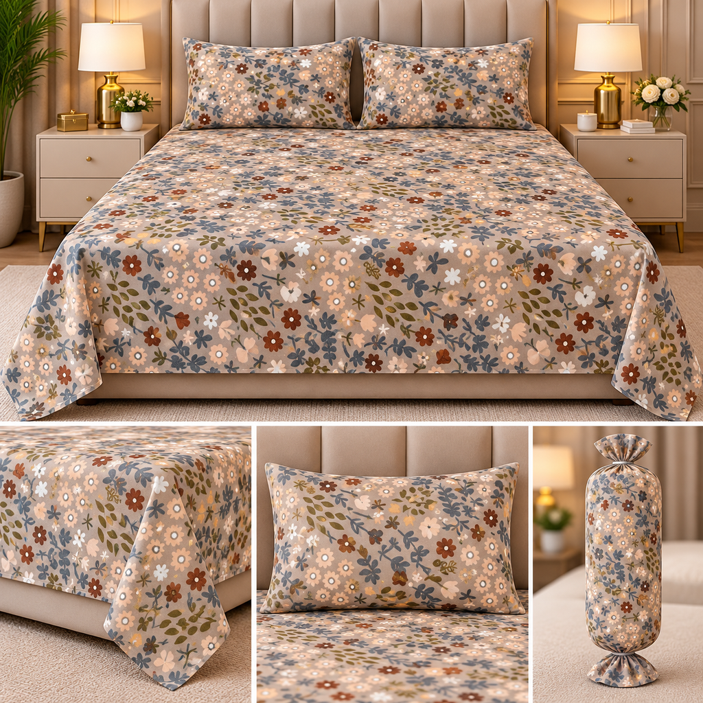 Botanical Candy Pack Flat Bedsheet Set – King Size Product Code :- 55B65RKEH