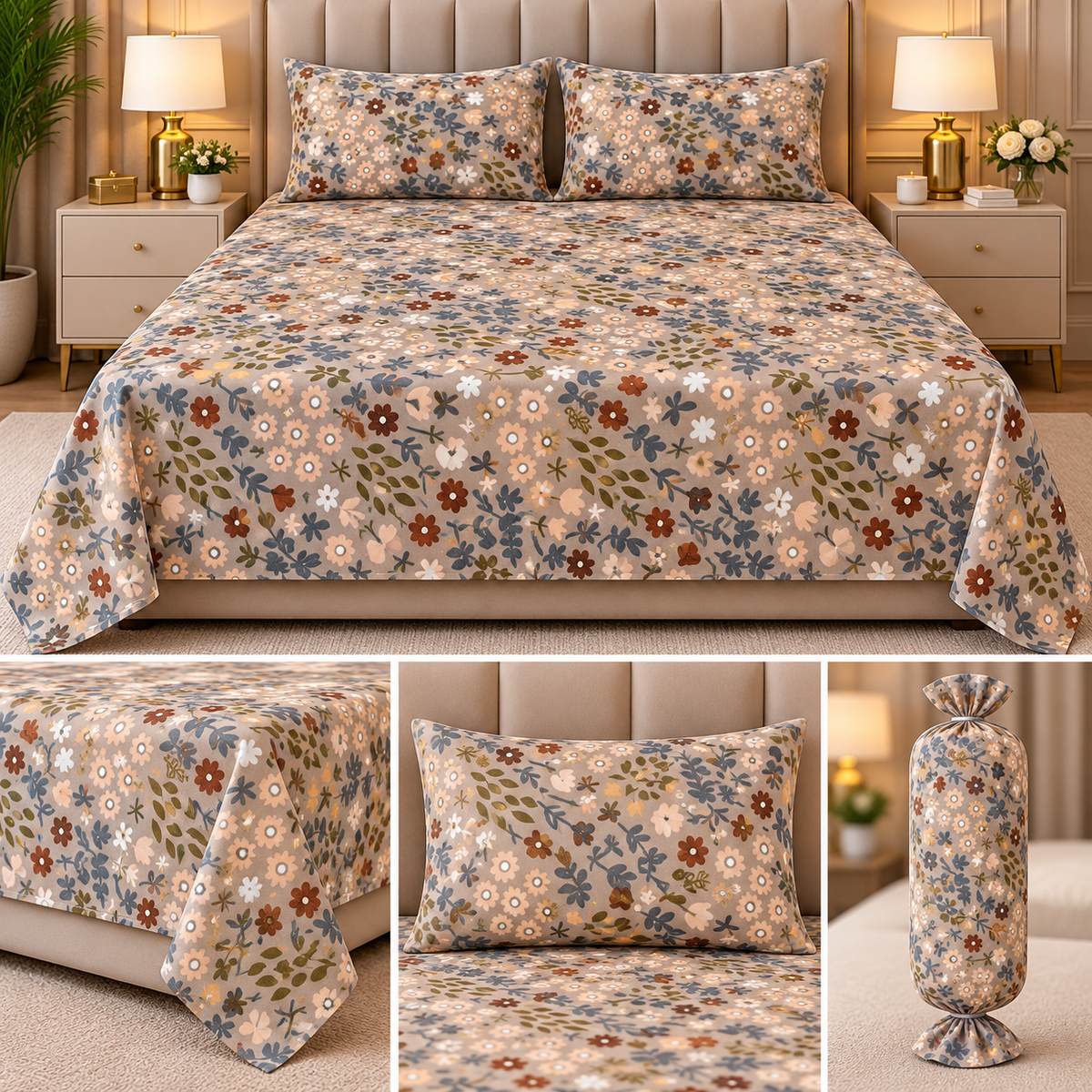 Botanical Candy Pack Flat Bedsheet Set – King Size Product Code :- 55B65RKEH