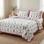 English Garden Floral Quilted Bedcover – 3 Piece Set with Matching Pillow Covers
