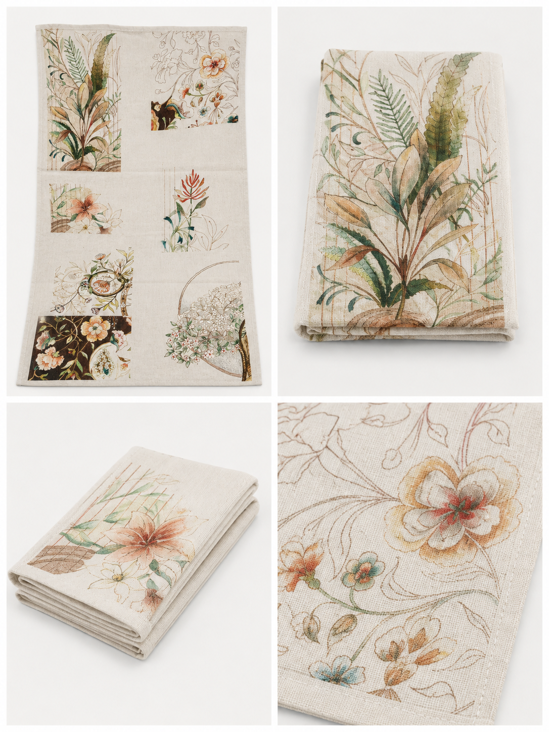 Botanical Sketch Cotton Bath Towel – Artistic Floral Print | 75 × 150 CM