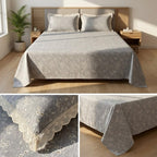 Premium 300 TC Pure Cotton Bedsheet Set with Designer Lace Pillow Covers – King Size 108 x 108 Inch