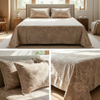 Warm Embossed Rose Floral Fitted Bedsheet Set – King Size (3 Pcs)