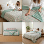 Reversible Check & Floral Print King Size Comforter – Dual Design Double Bed Comforter