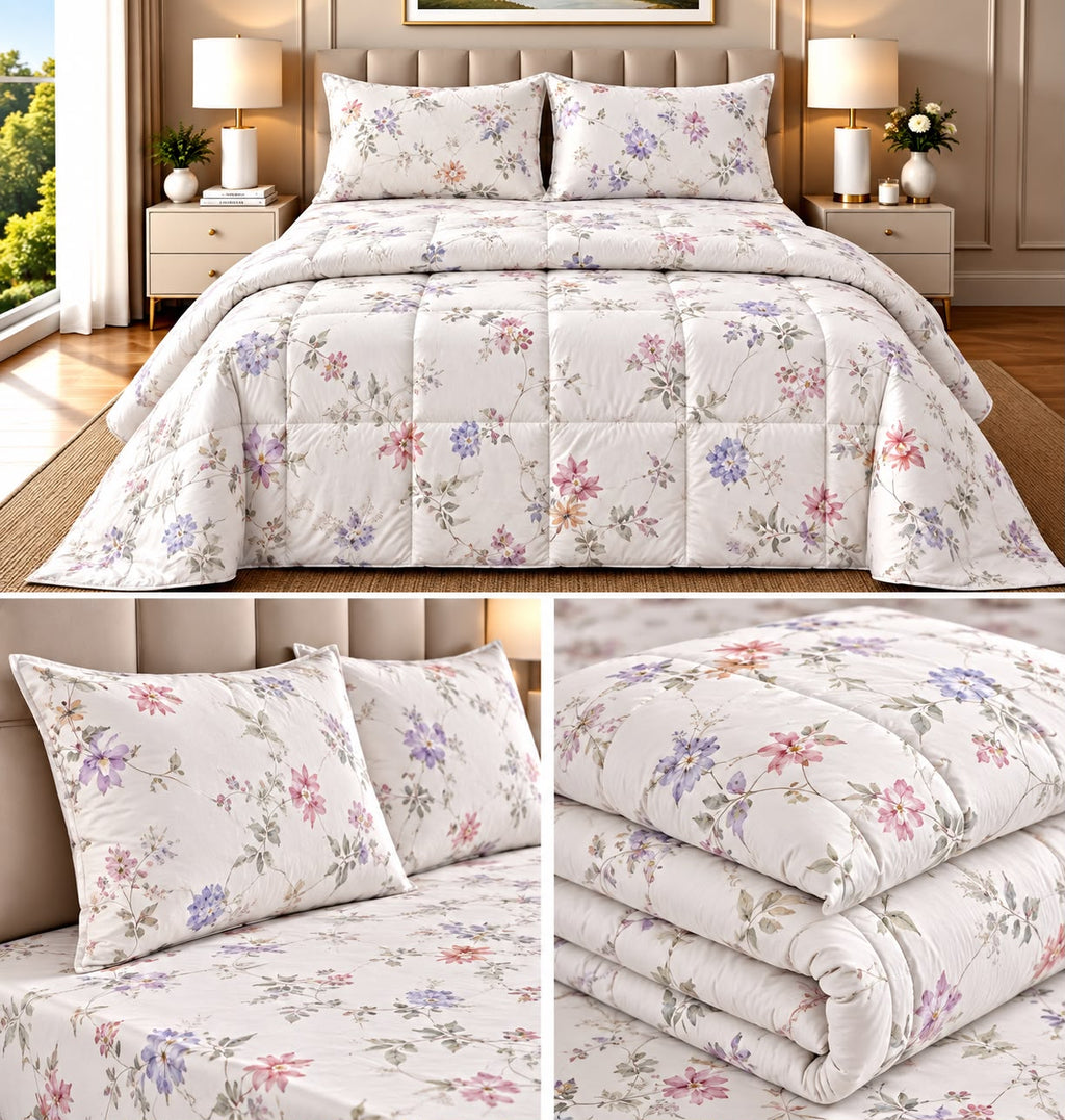 Bliss Floral 4 Pcs King Size Comforter Set – 100% Cotton
