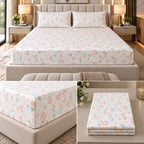 English Meadow 100% Cotton King Fitted Bedsheet – 3 Pcs Set