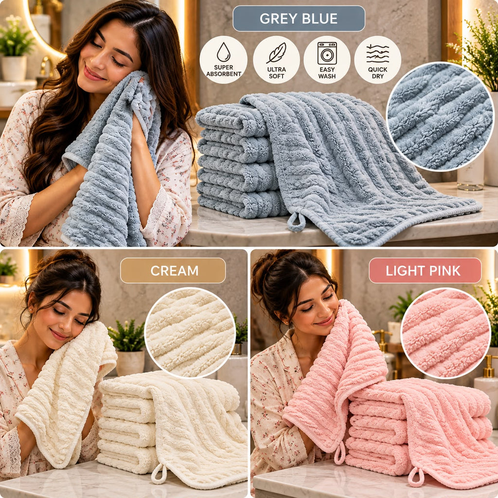 Ribbed Stripe Ultra-Soft Hand Towel | Premium Absorbent & Quick Dry