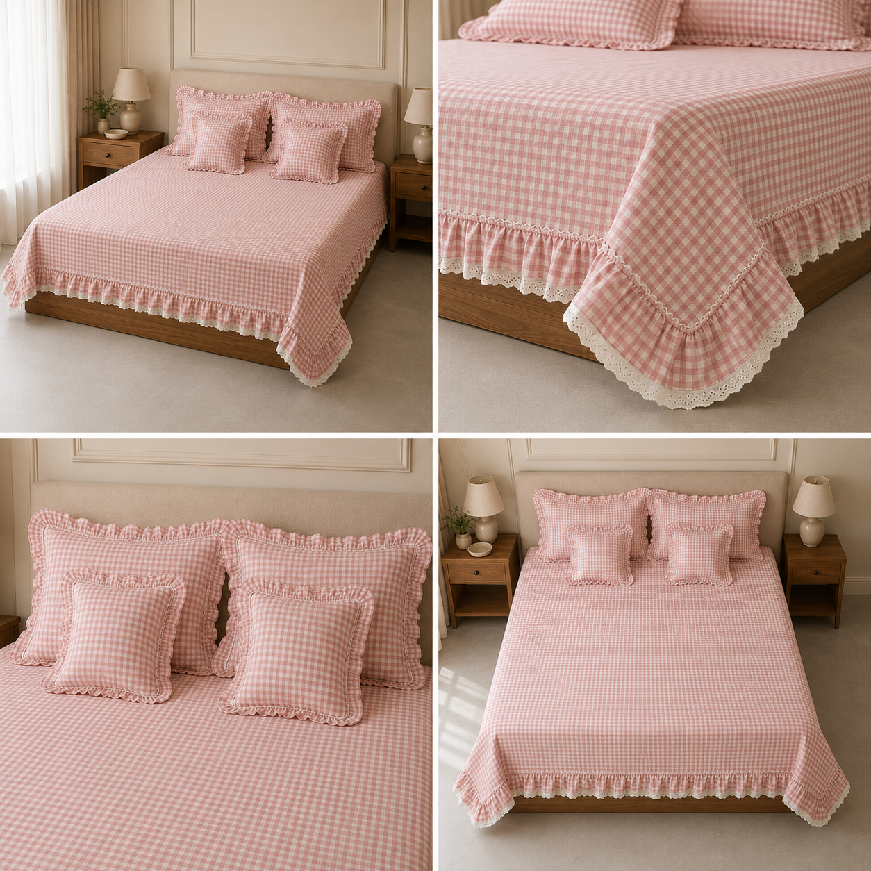European Checkmate 5Pcs Quilted Bedcover 100% Pure Cotton
