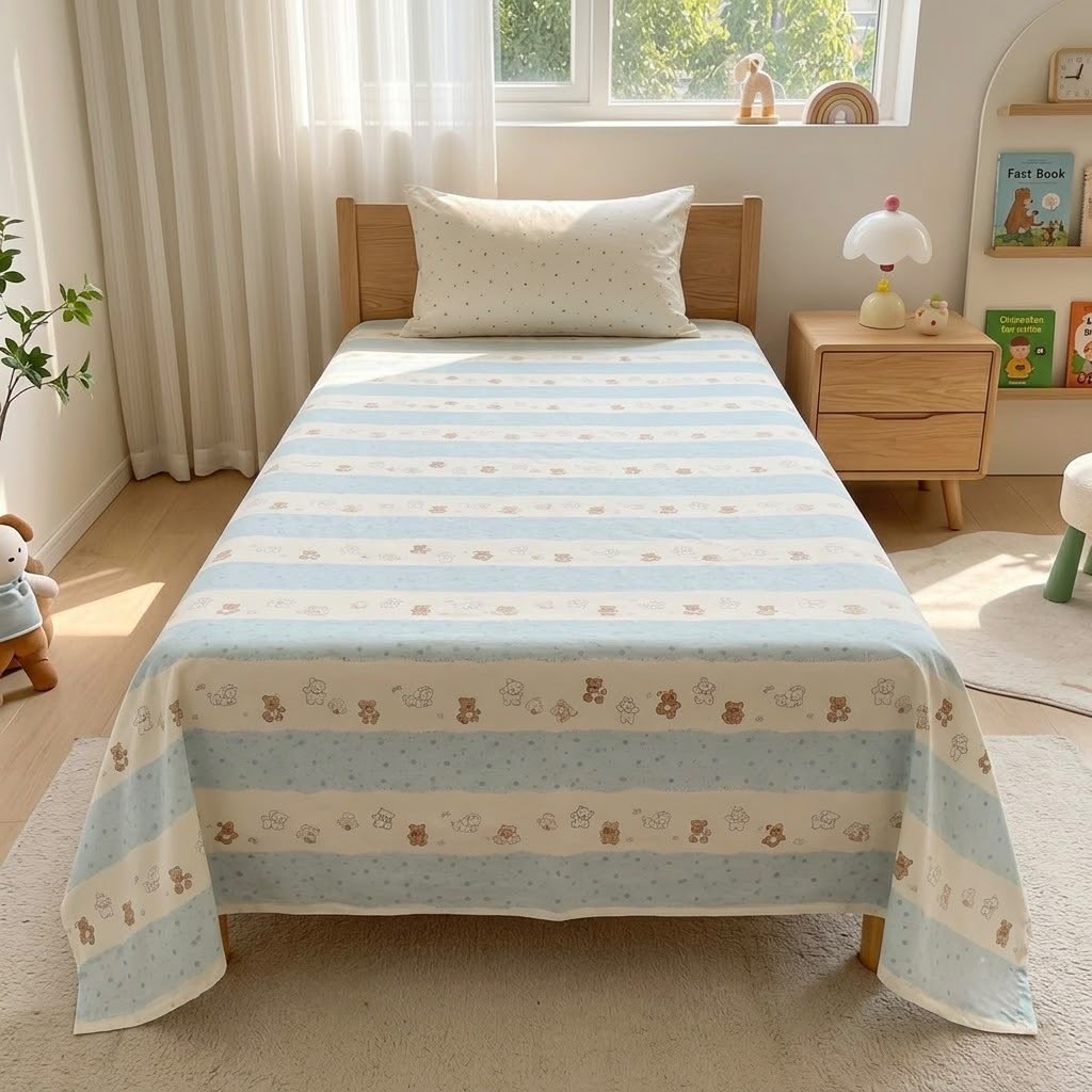 Premium Kids Cartoon Printed Single Bedsheet Set – 100 % Pure Cotton