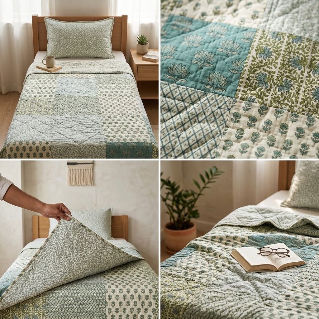 Heritage Patchwork Gudri Quilt – Single Bed