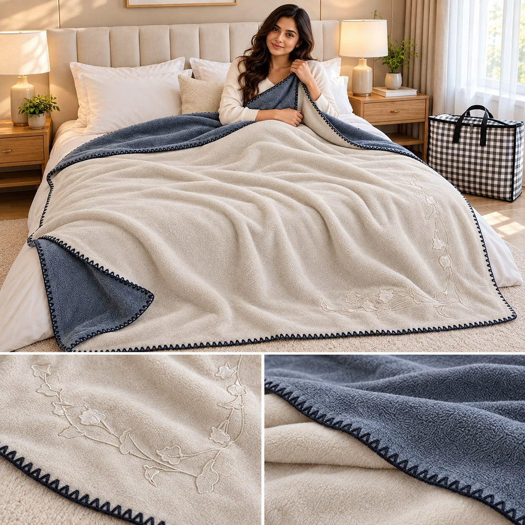 Plain Japanese Blanket – King Size | Reversible Soft & Cosy Dual-Tone Comfort