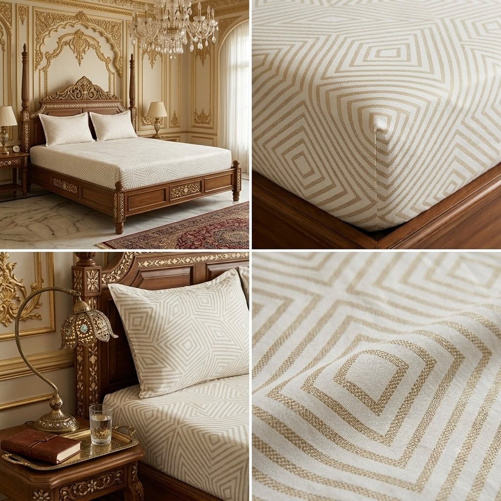 Elastic/Fitted Bedsheets Pure Mulmul Cotton King Size Bedsheet Product Code :- 55B135RKEH