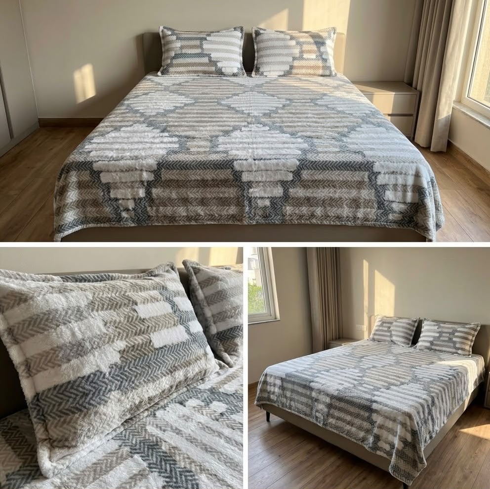 Plush Winter Bedsheet Set – Ultra Soft & Cozy King Size (3 Pcs)