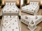 600 TC Percale Cotton Lily Design King Size Bedsheet – 108 × 108