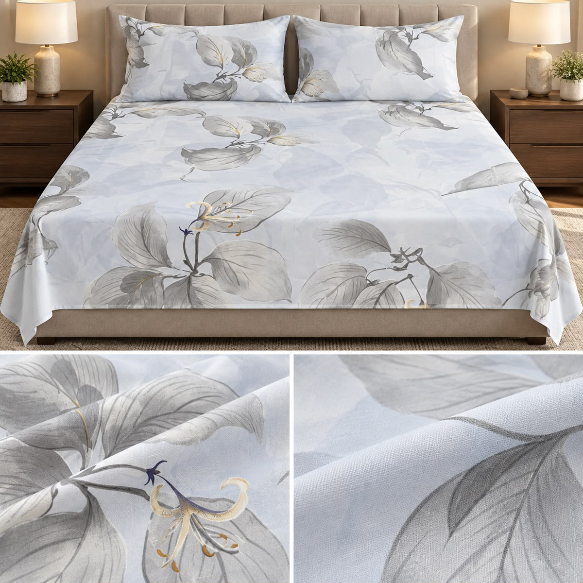 Signature Elegance Luxury Designer Printed Bedsheet Set – Super Jumbo King Size 122 x 122 Inch