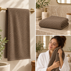 Bamboo Cloud Textured Waffle Bath Towel – 70 × 140 CM | Bamboo Cotton