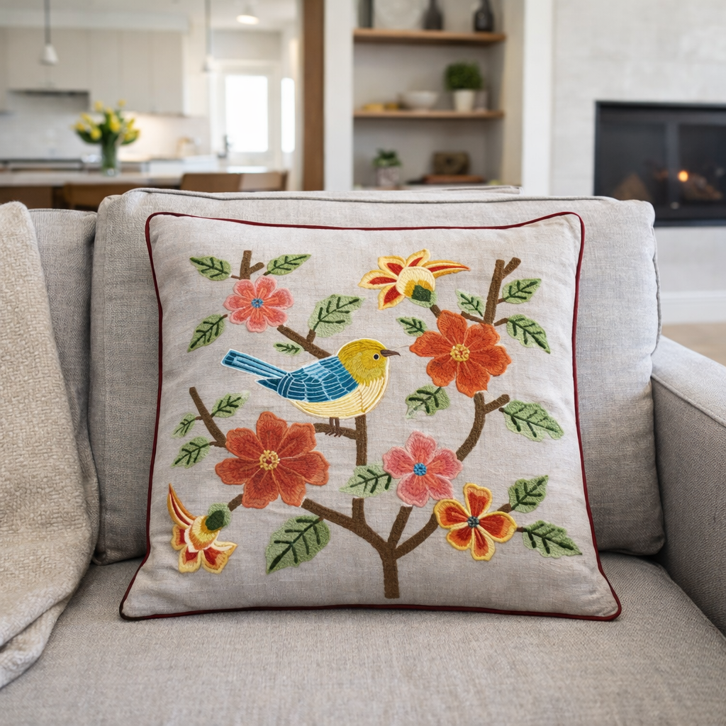 Hand Embroidered Cushion Covers – 20 x 20 Inch (Cotton Base)