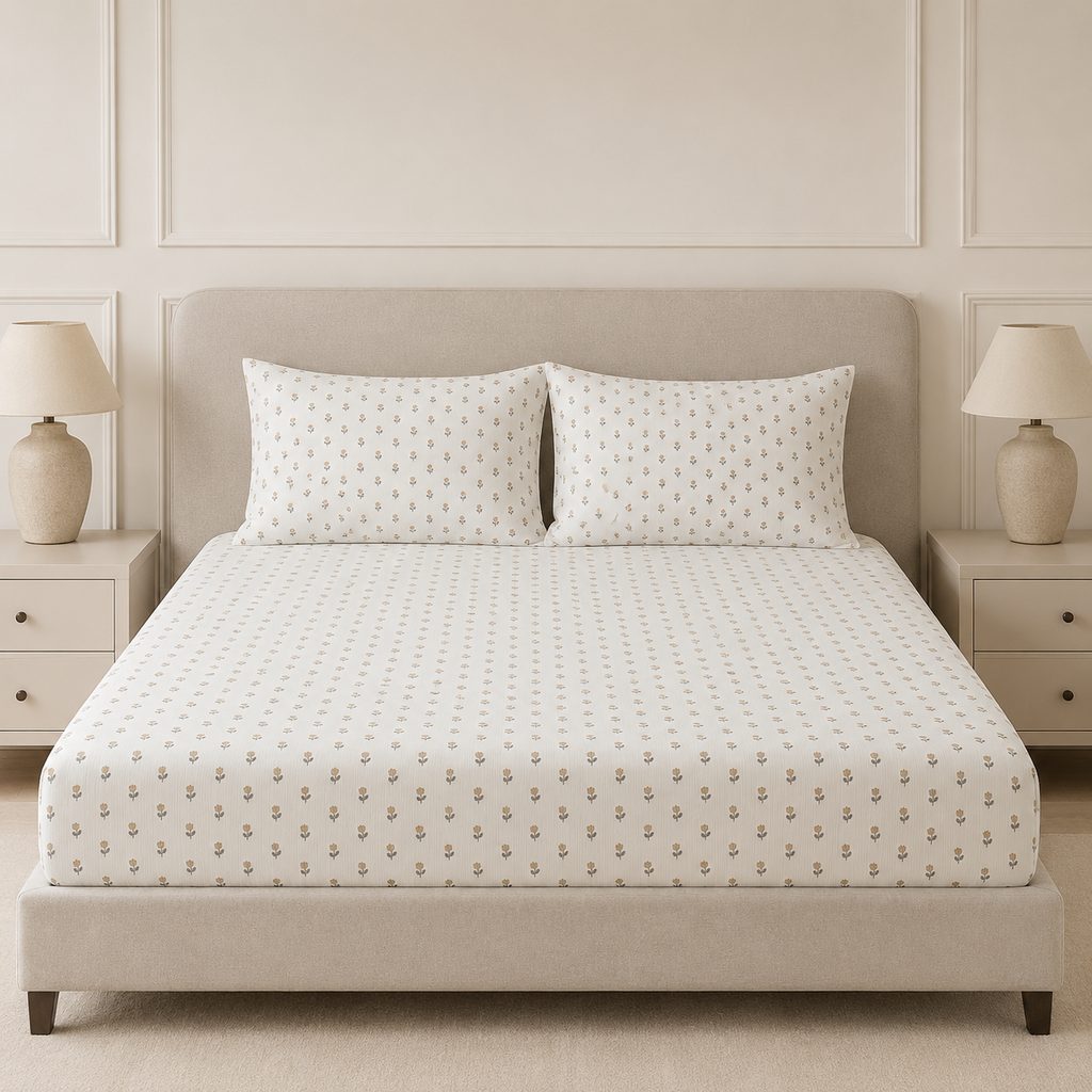 ✨ Super King Fitted Elastic Bedsheet – Pure Rib Cotton | King Size ✨ Product Code :- 55B105RKEH
