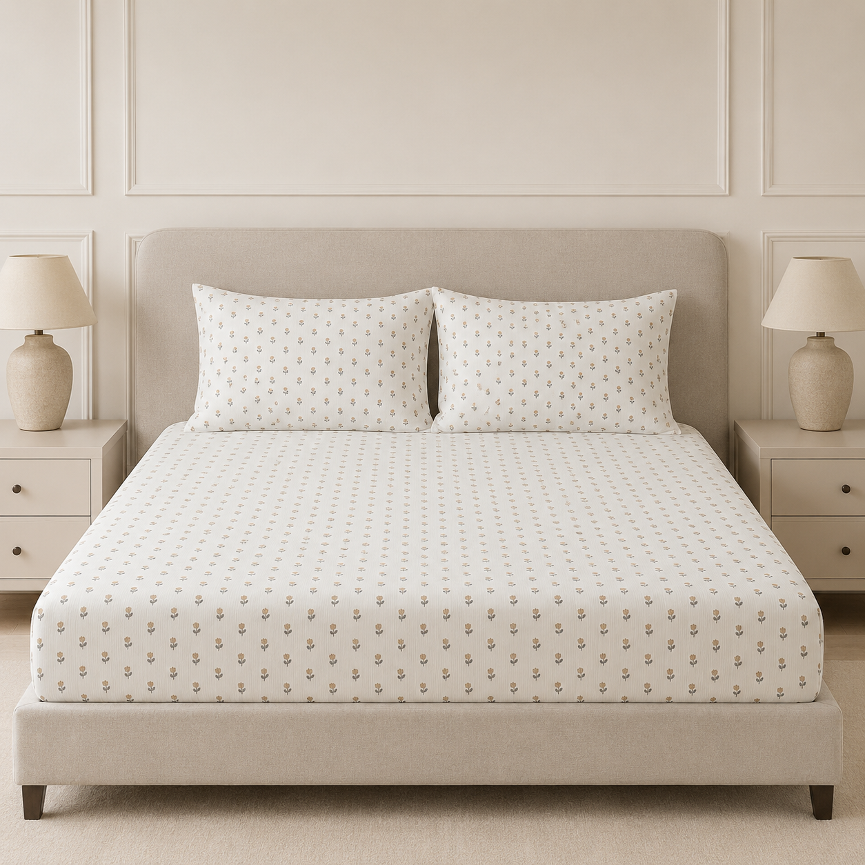 ✨ Super King Fitted Elastic Bedsheet – Pure Rib Cotton | King Size ✨ Product Code :- 55B105RKEH