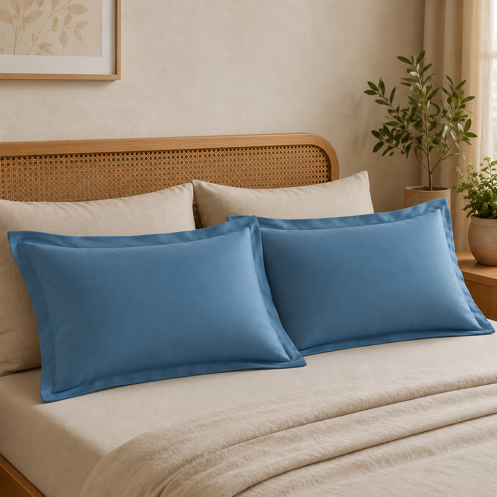 Sky Blue Plain Cotton Pillow Cover – King Size (20 × 36 Inch) Set Of 2 Product Code :- 55B16RKEH