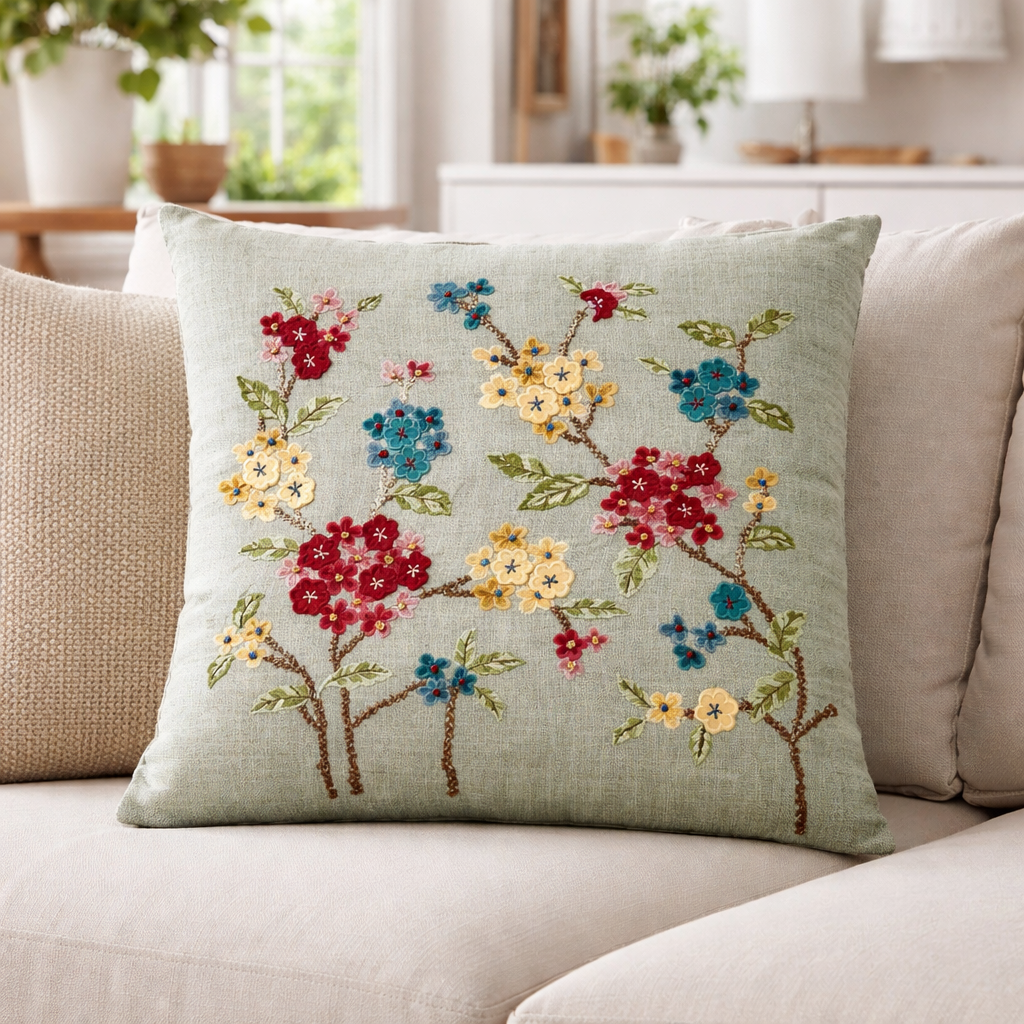 Hand Embroidered Cushion Covers – 20 x 20 Inch (Cotton Base)