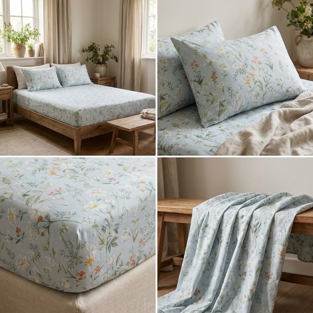 Elegance 100% Cotton King Size Fitted Bedsheet Set – 3 Pcs